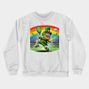 Leprechaun Playing Pickleball St Patrick's Day Crewneck Sweatshirt